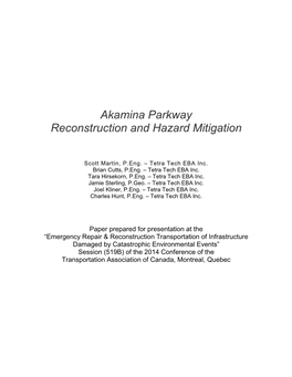 Akamina Parkway Reconstruction and Hazard Mitigation