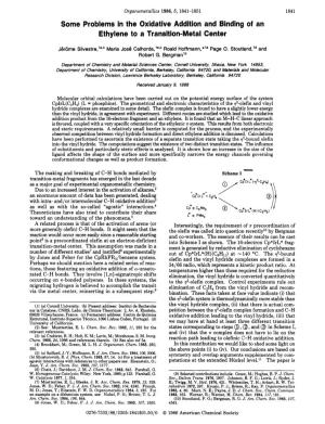 Some Problems in the Oxidative Addition and Binding of an Ethylene to a Transition-Metal Center