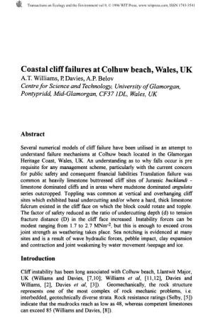 Coastal Cliff Failures at Colhuw Beach, Wales, UK
