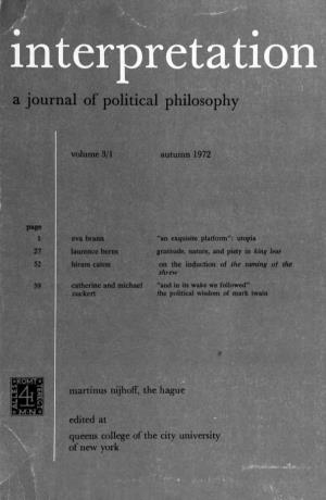 Interpretation: a Journal of Political Philosophy