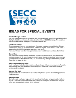 Ideas for Special Events