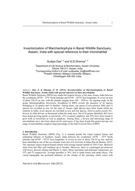 Inventorization of Marchantiophyta in Barail Wildlife Sanctuary, Assam, India with Special Reference to Their Microhabitat