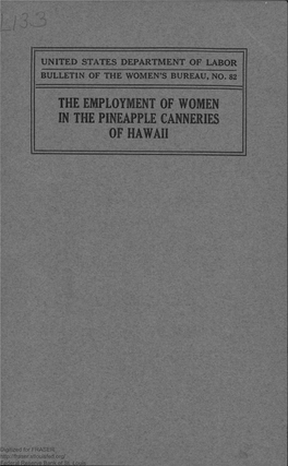 The Employment of Women in the Pineapple Canneries of Hawaii