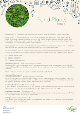 Pond Plants PAGE 1