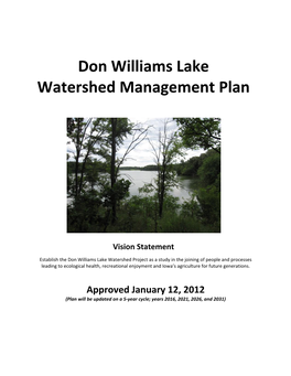 Don Williams Lake Watershed Management Plan