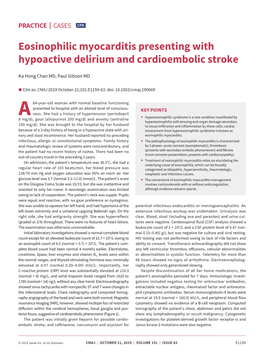 Eosinophilic Myocarditis Presenting with Hypoactive Delirium and Cardioembolic Stroke