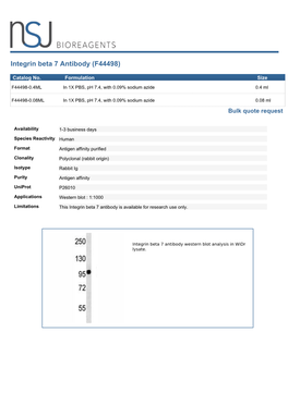 Integrin Beta 7 Antibody (F44498)