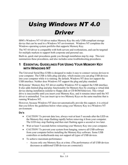 Using Windows NT 4.0 Driver
