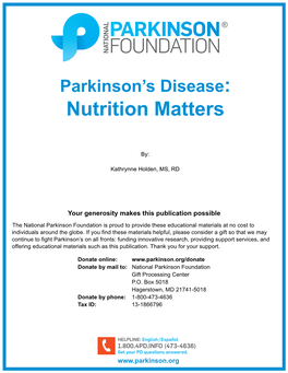 Parkinson's Disease: Nutrition Matters