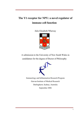 The Y1 Receptor for NPY: a Novel Regulator of Immune Cell Function