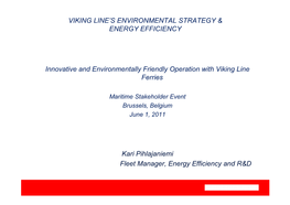 Viking Line's Environmental Strategy & Energy