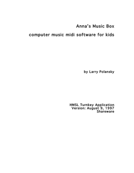 Anna's Music Box Computer Music Midi Software for Kids