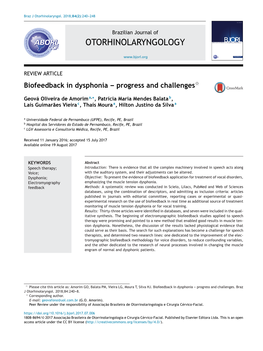 Biofeedback in Dysphonia – Progress and Challenges