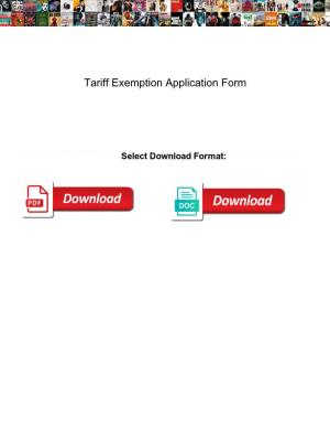 Tariff Exemption Application Form