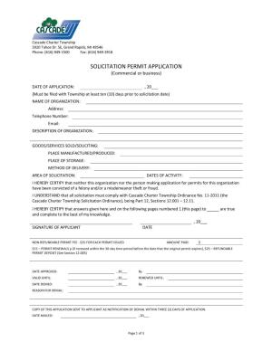 SOLICITATION PERMIT APPLICATION (Commercial Or Business)