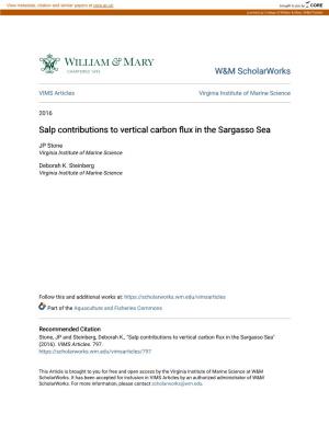 Salp Contributions to Vertical Carbon Flux in the Sargasso Sea