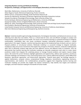 Integrating Machine Learning and Multiscale Modeling: Perspectives, Challenges, and Opportunities in the Biological, Biomedical, and Behavioral Sciences