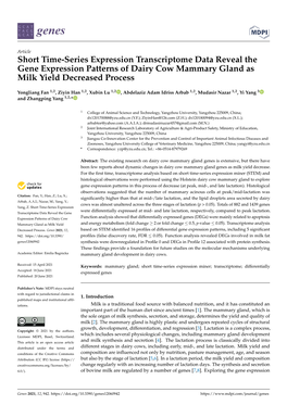 Short Time-Series Expression Transcriptome Data Reveal the Gene Expression Patterns of Dairy Cow Mammary Gland As Milk Yield Decreased Process