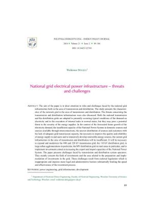 National Grid Electrical Power Infrastructure – Threats and Challenges