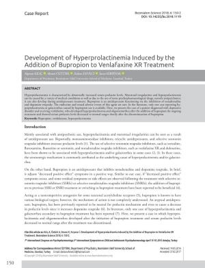 Development of Hyperprolactinemia Induced by the Addition of Bupropion to Venlafaxine XR Treatment