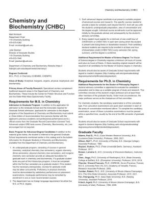 Chemistry and Biochemistry (CHBC) 1