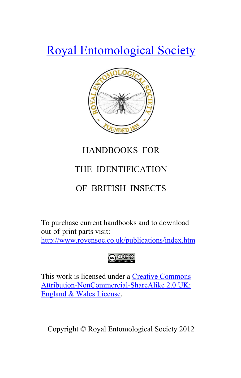 Handbooks for the Identification of British Insects