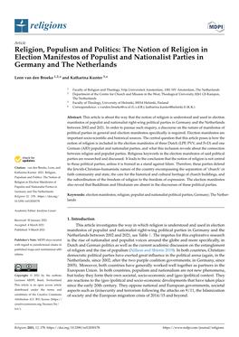 The Notion of Religion in Election Manifestos of Populist and Nationalist Parties in Germany and the Netherlands