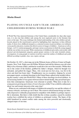 Playing on Uncle Sam's Team: American Childhoods During World