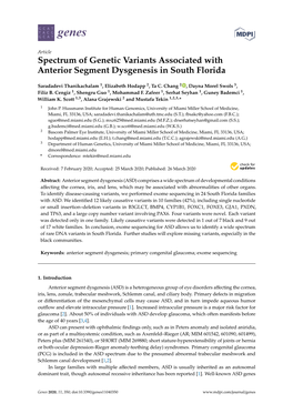 Spectrum of Genetic Variants Associated with Anterior Segment Dysgenesis in South Florida
