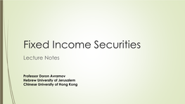 Fixed Income Securities Lecture Notes
