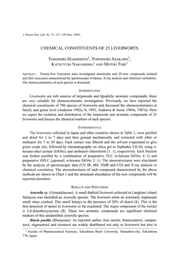 Chemical Constituents of 25 Liverworts