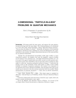 “Particle-In-A-Box” Problems in Quantum Mechanics