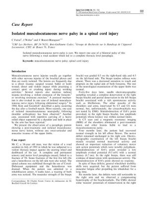 Case Report Isolated Musculocutaneous Nerve Palsy in A