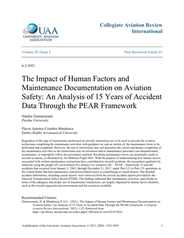 The Impact of Human Factors and Maintenance Documentation on Aviation Safety: an Analysis of 15 Years of Accident Data Through the PEAR Framework