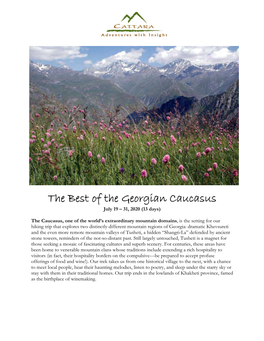 The Best of the Georgian Caucasus July 19 – 31, 2020 (13 Days)