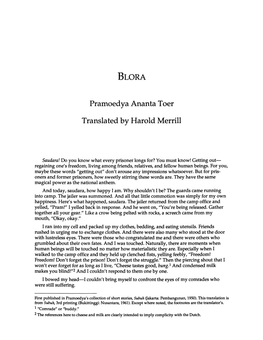 Pramoedya Ananta Toer Translated by Harold Merrill