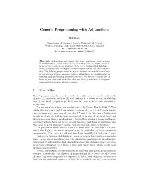 Generic Programming with Adjunctions