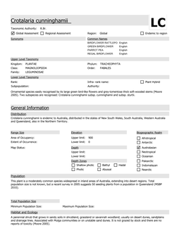 Crotalaria Cunninghamii LC Taxonomic Authority: R.Br