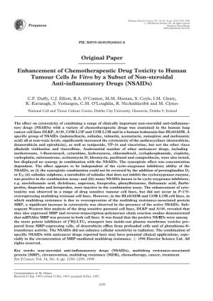 Original Paper Enhancement of Chemotherapeutic Drug Toxicity To