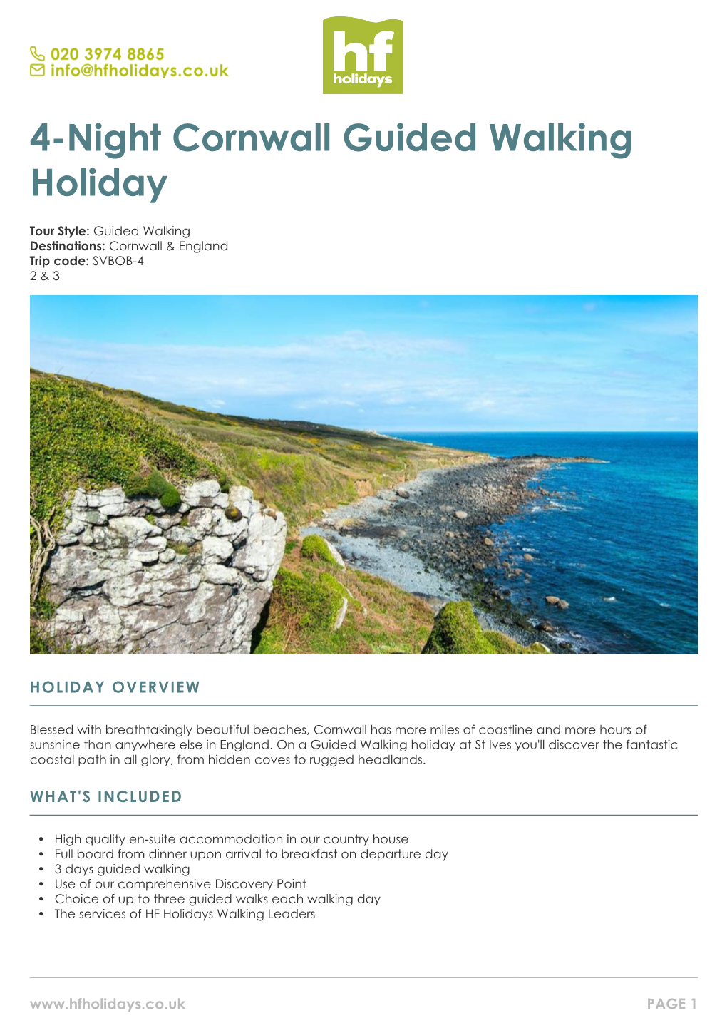 4-Night Cornwall Guided Walking Holiday