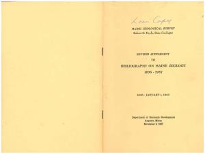 Bibliography on Maine Geology 1836 - 1957