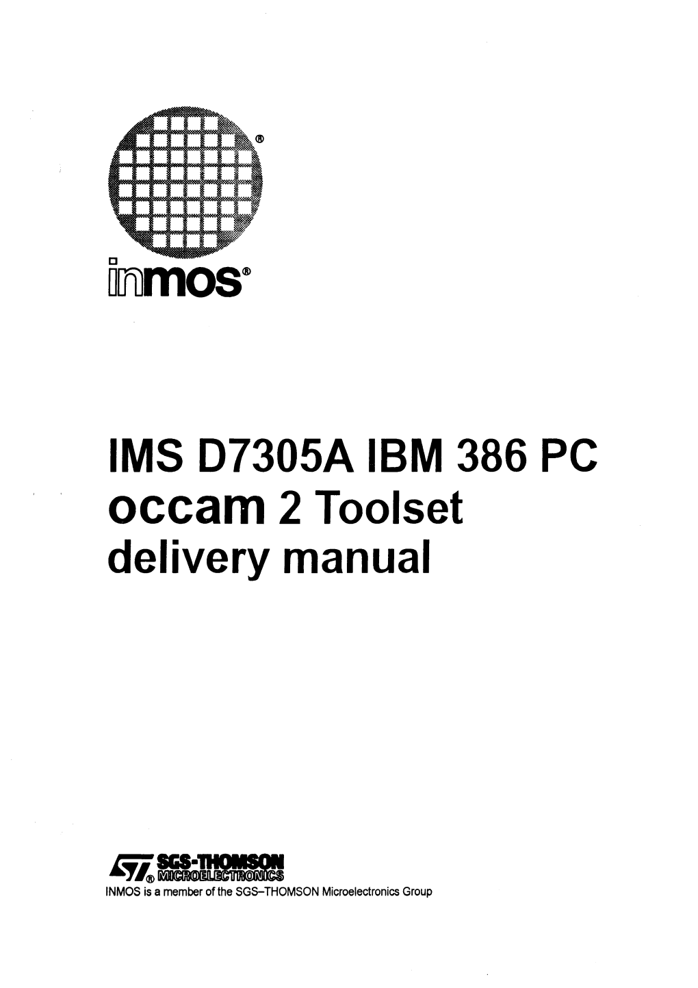 IMS D7305A IBM 386 PC Occam 2 Toolset Delivery Manual