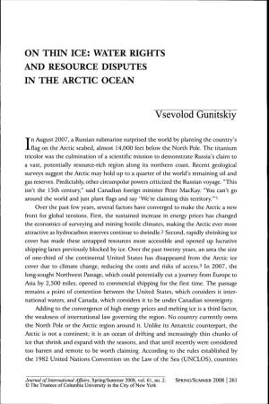 On Thin Ice: Water Rights and Resource Disputes in the Arctic Ocean