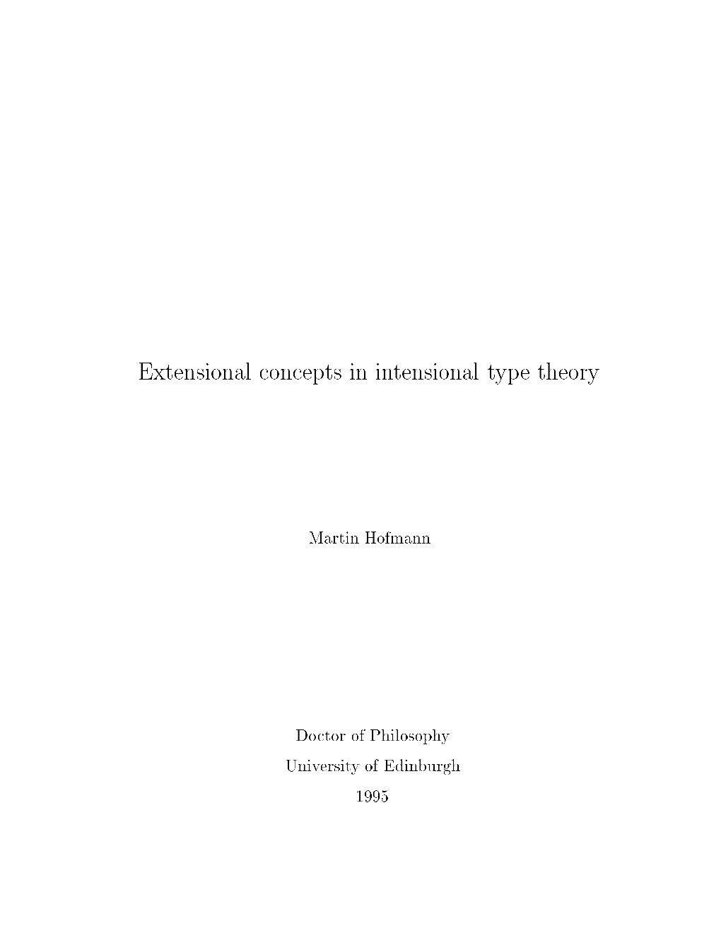 Extensional Concepts in Intensional Type Theory