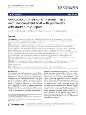 Cryptococcus Pneumonia Presenting in an Immunocompetent Host with Pulmonary Asbestosis