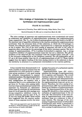 Nitro Analogs of Substrates for Argininosuccinate Synthetase and Argininosuccinate Lyase’