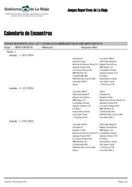 Calendario De Encuentros