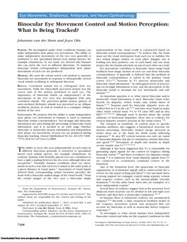 Binocular Eye Movement Control and Motion Perception: What Is Being Tracked?