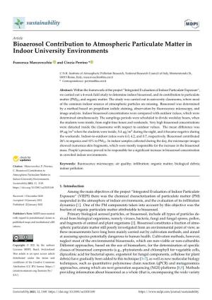 Bioaerosol Contribution to Atmospheric Particulate Matter in Indoor University Environments