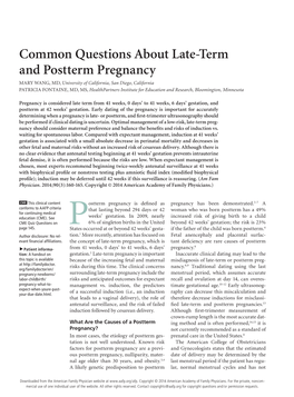 Late-Term and Postterm Pregnancy